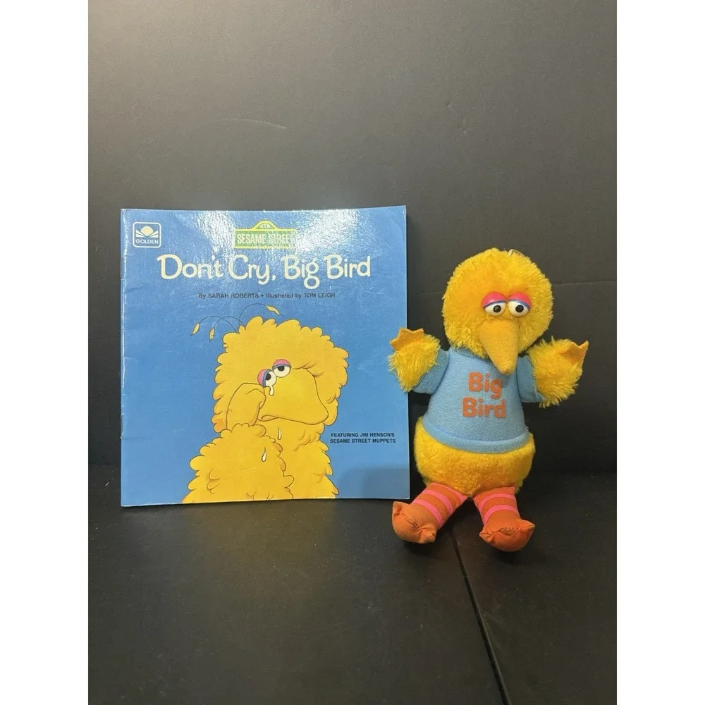 VINTAGE SESAME STREET BIG BIRD HASBRO PLUSH DONT CRY BIG BIRD GOLDEN BOOK 1980s